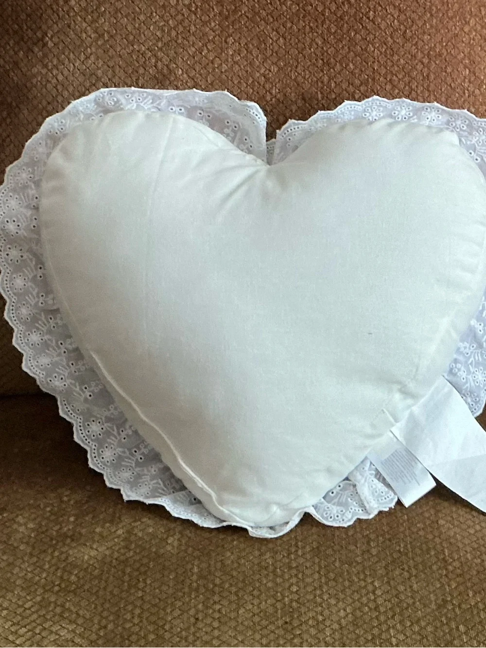 Shabby Chic Heart Shaped Embroidered Throw Pillow